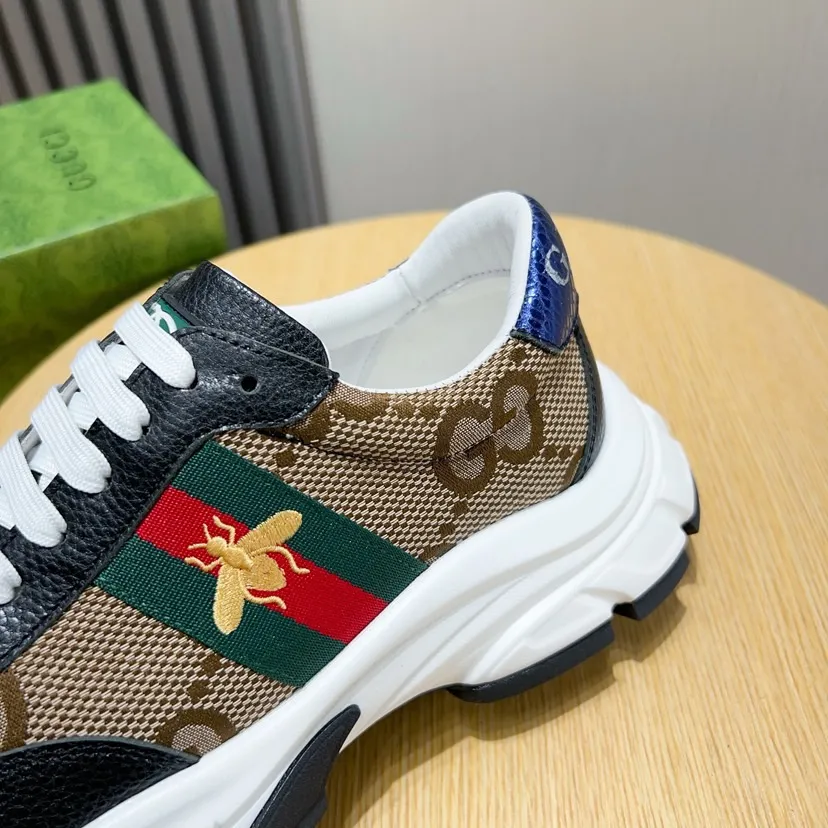 Factory P420💰[gucci] New original men's fashionable casual shoes, exclusive original mold opening, the upper is made of original fabric with first-layer cowhide, comfortable sheepskin lining, rubber combination, lightweight foaming, wear-resistant and non-slip outsole, comfortable to wear🎋Fine workmanship, worthy of wearing, comfortable to wear, impeccable quality and workmanship. Code number 38-44